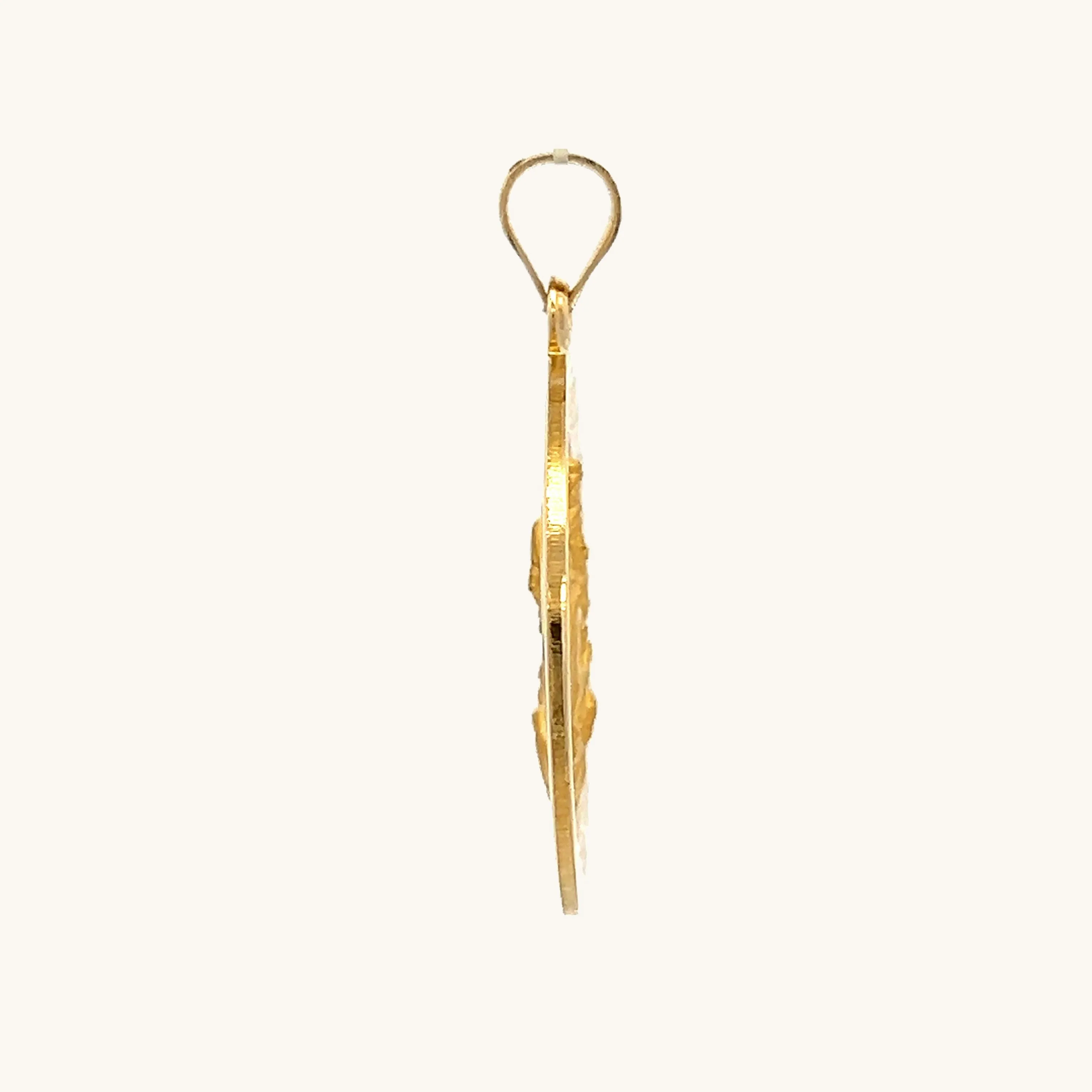 SOLID 14K GOLD HOLY SCAPULAR TWO-SIDED MEDAL | ROUND