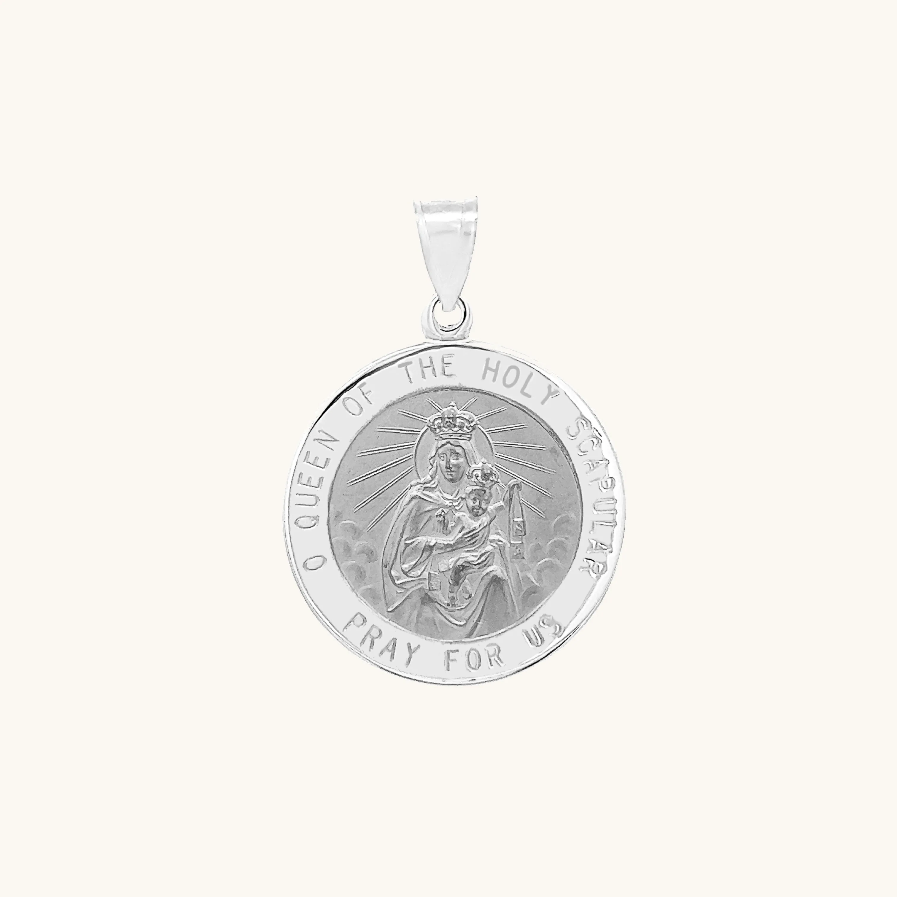 SOLID 14K GOLD HOLY SCAPULAR TWO-SIDED MEDAL | ROUND