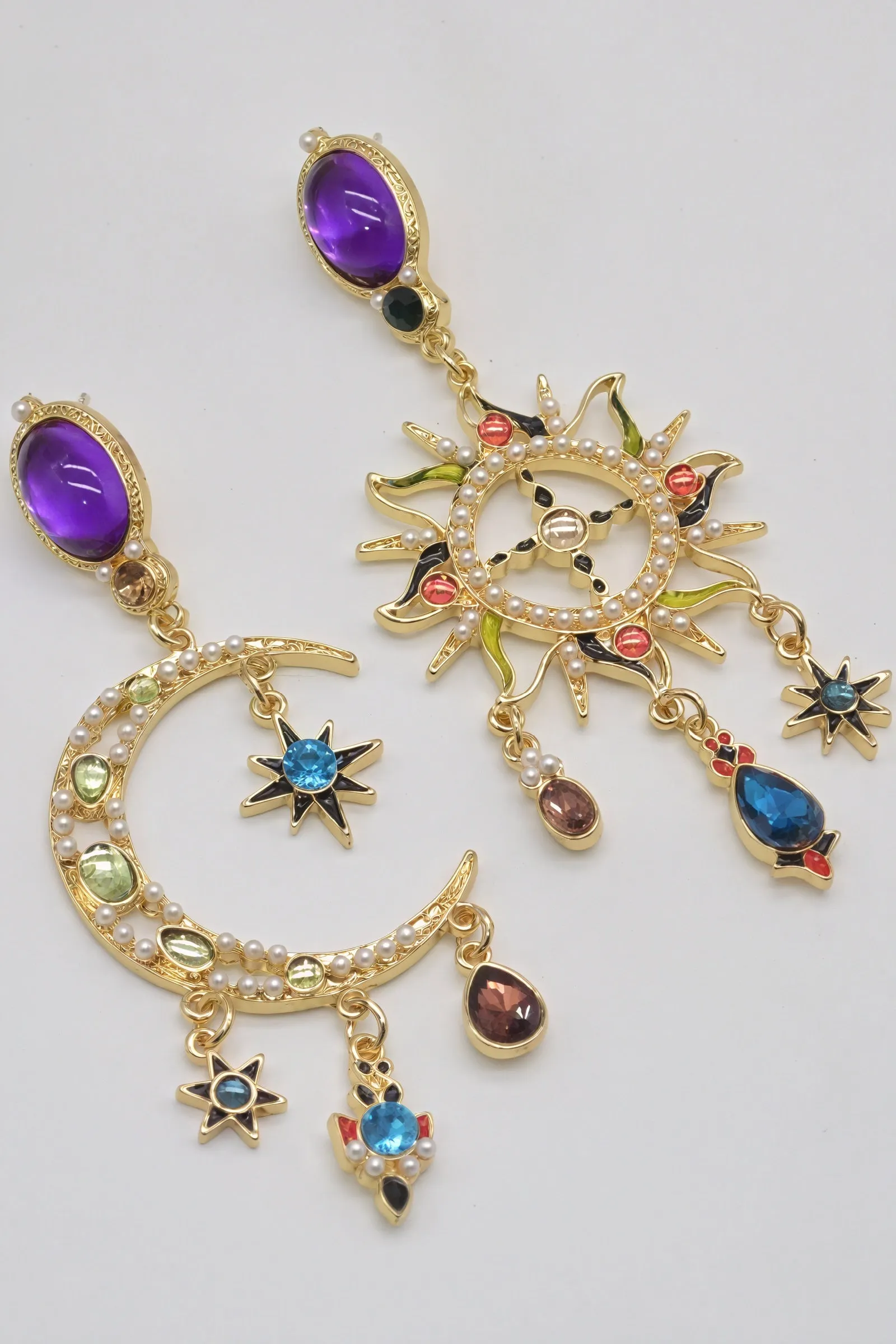 Statement Sunburst Gemstone Earrings