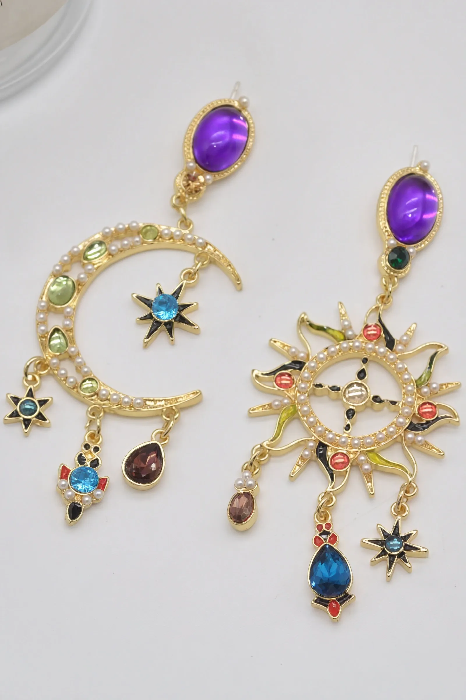 Statement Sunburst Gemstone Earrings