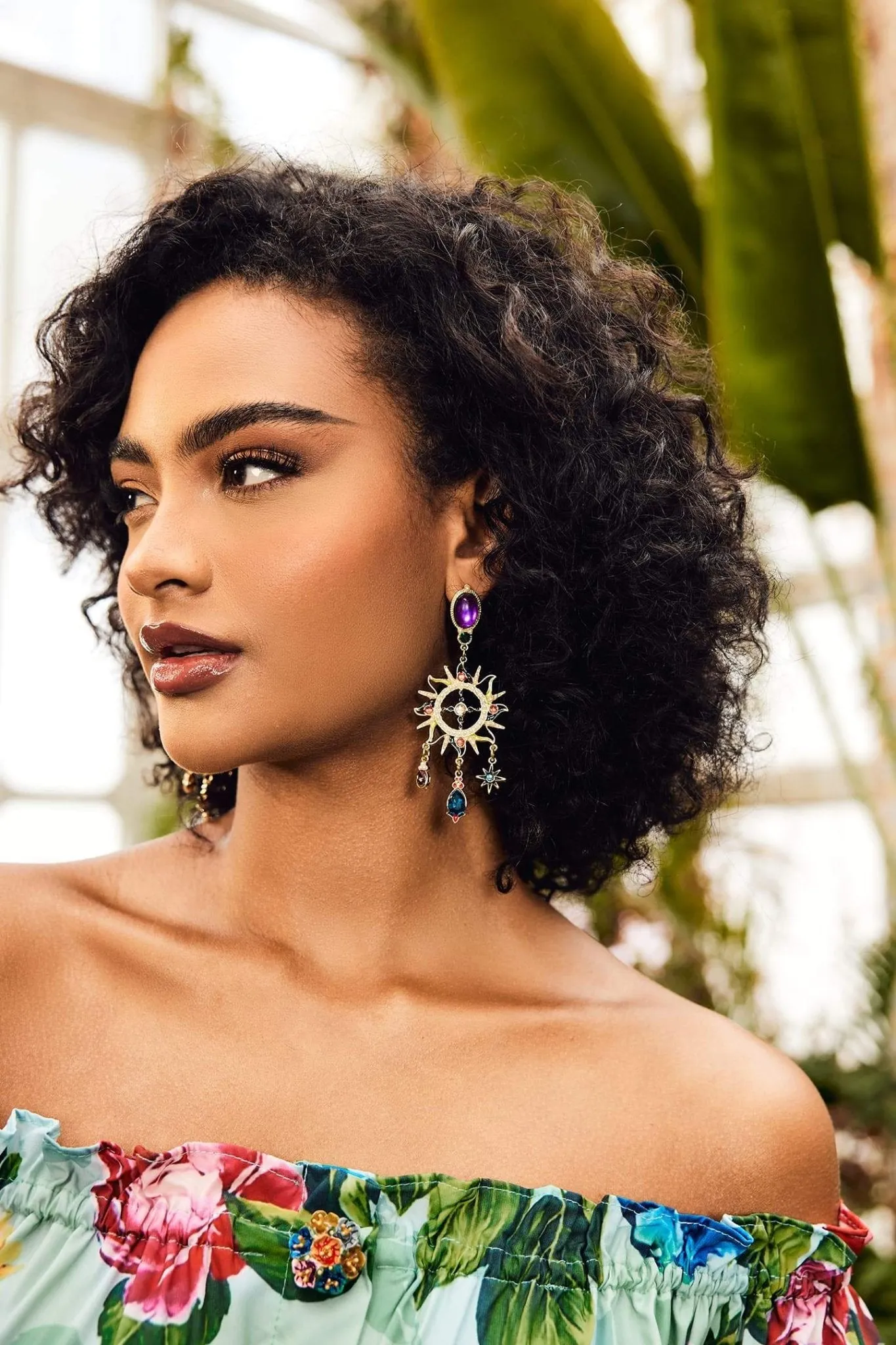Statement Sunburst Gemstone Earrings