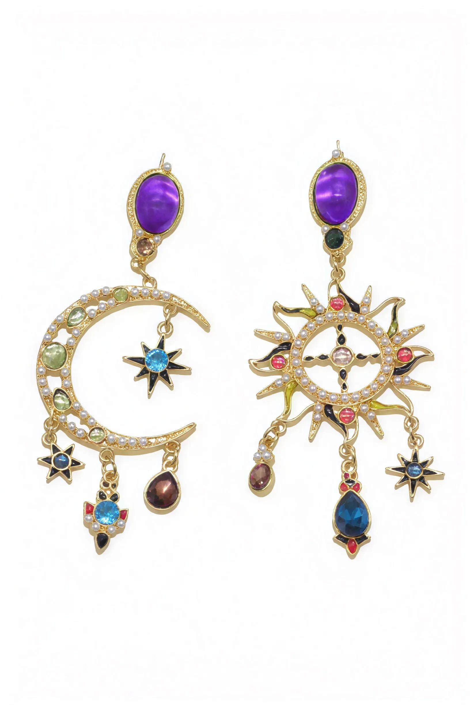 Statement Sunburst Gemstone Earrings