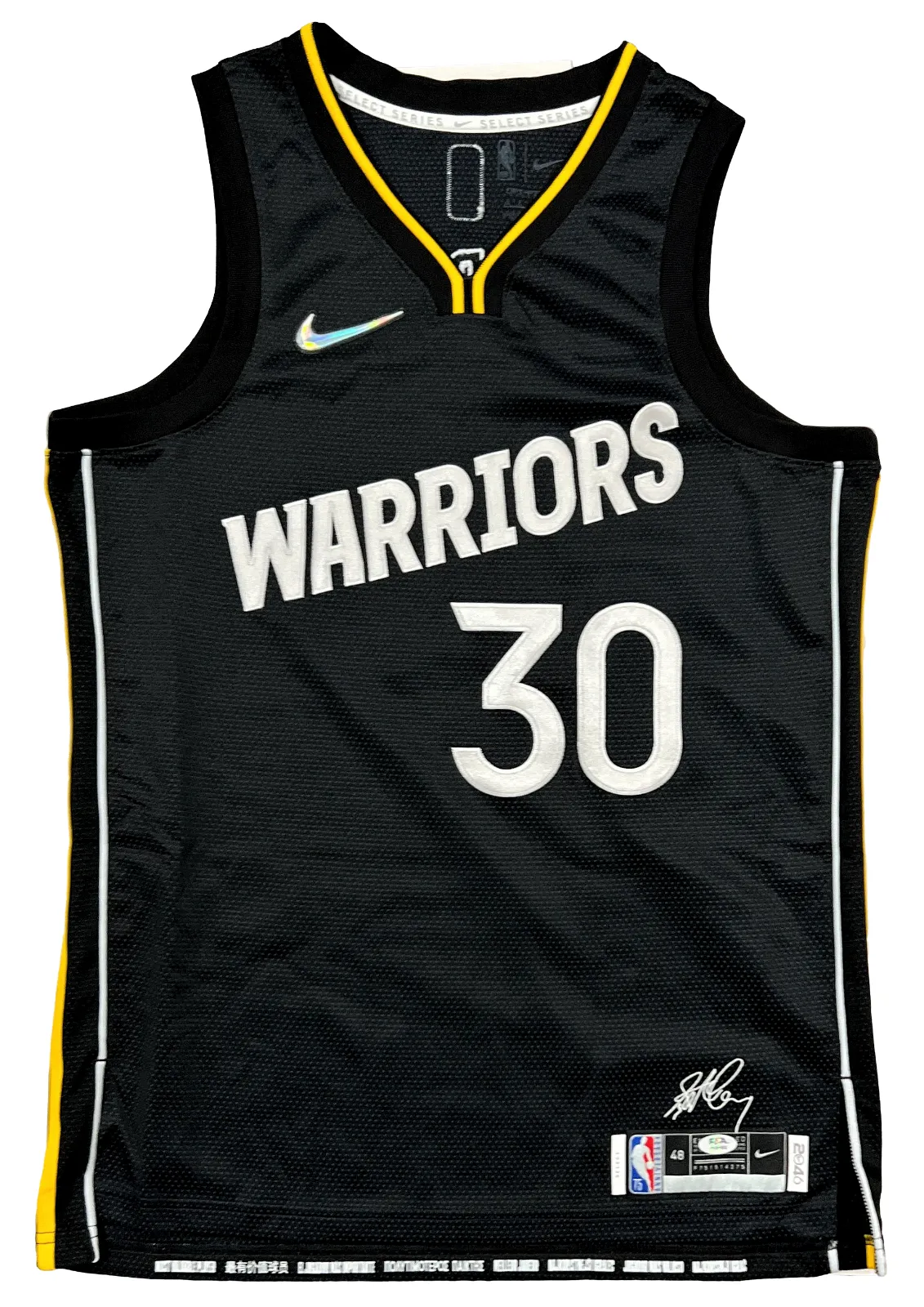 Stephen Curry Warriors Signed 75th Anniversary Black Select Nike Jersey PSA