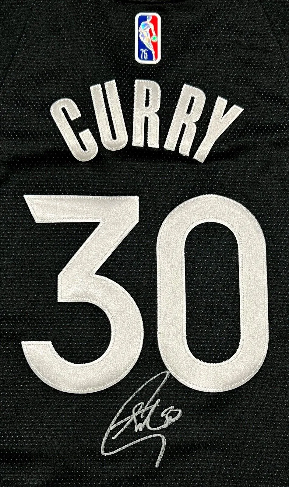 Stephen Curry Warriors Signed 75th Anniversary Black Select Nike Jersey PSA
