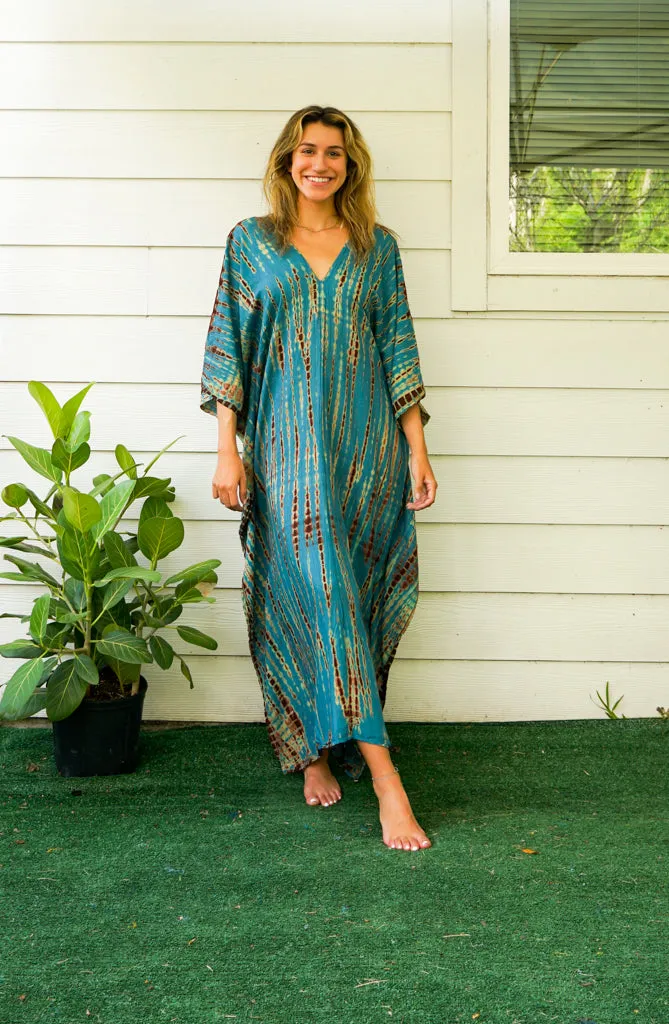 Teal Earth Tie-Dye Kaftan