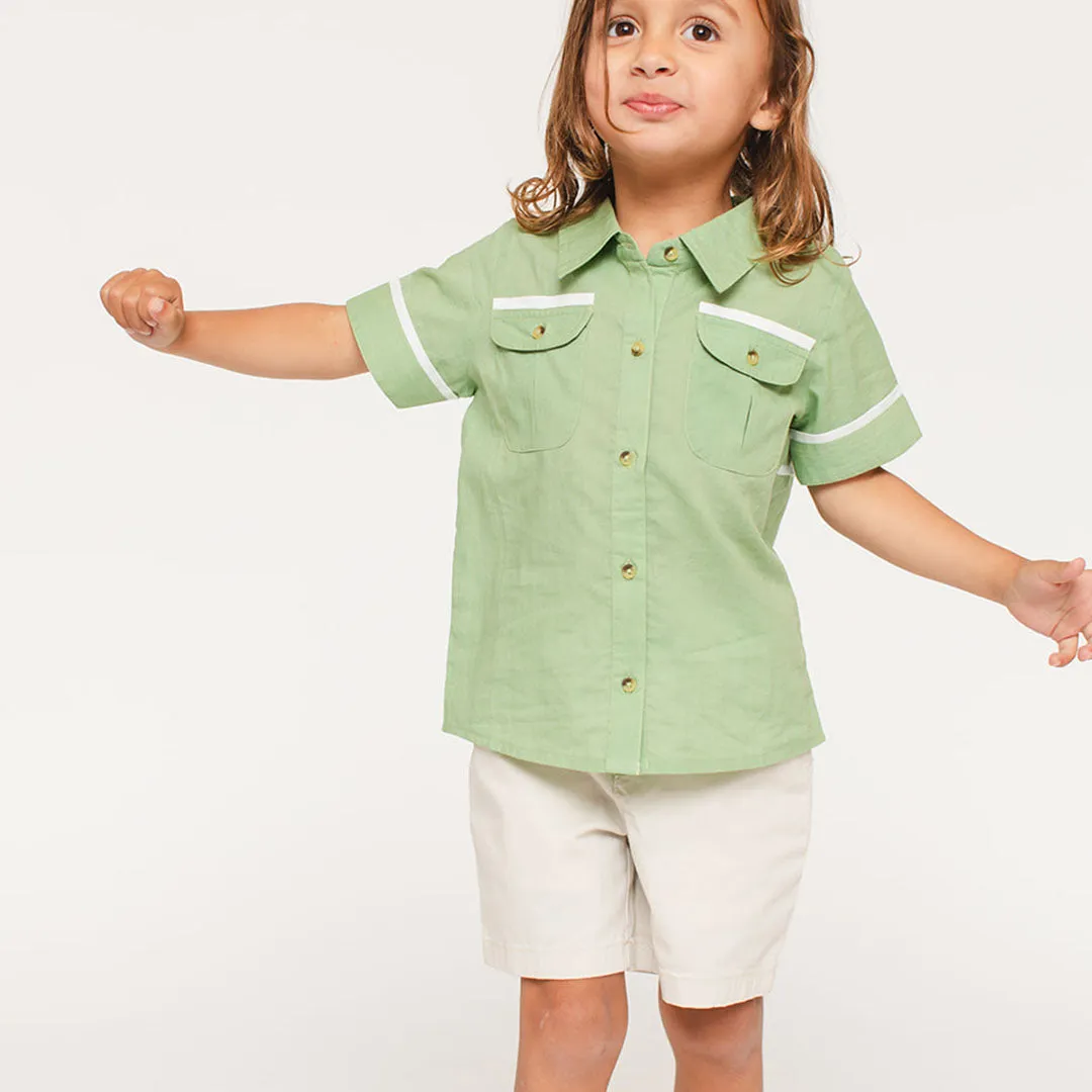 The Sea Shirt - Grass with Cloud Trim