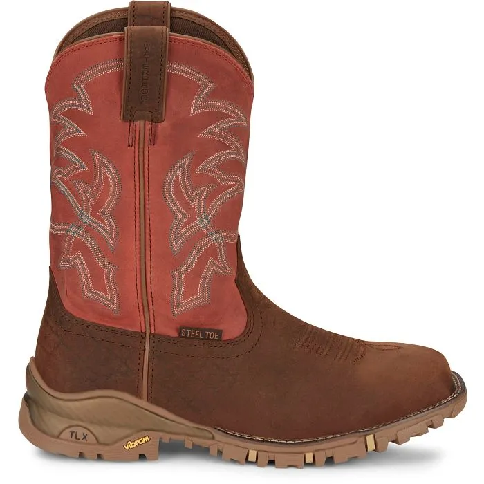 Tony Lama Roustabout Cognac Brown Steel Toe