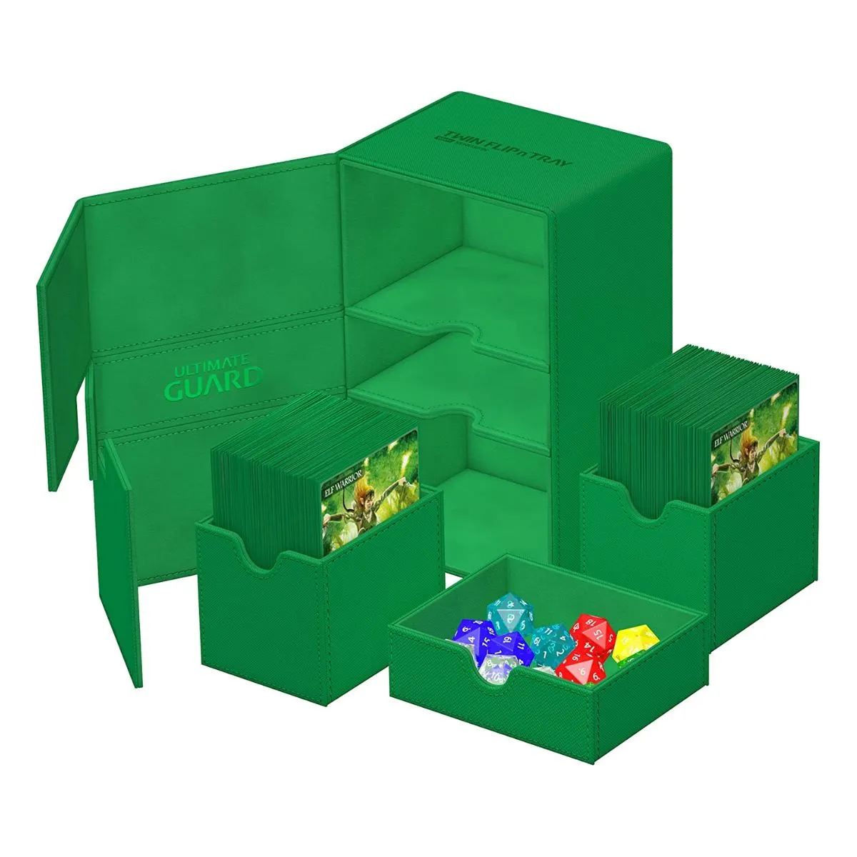 Ultimate Guard Flip n Tray 160  XenoSkin Monocolor Green Deck Box