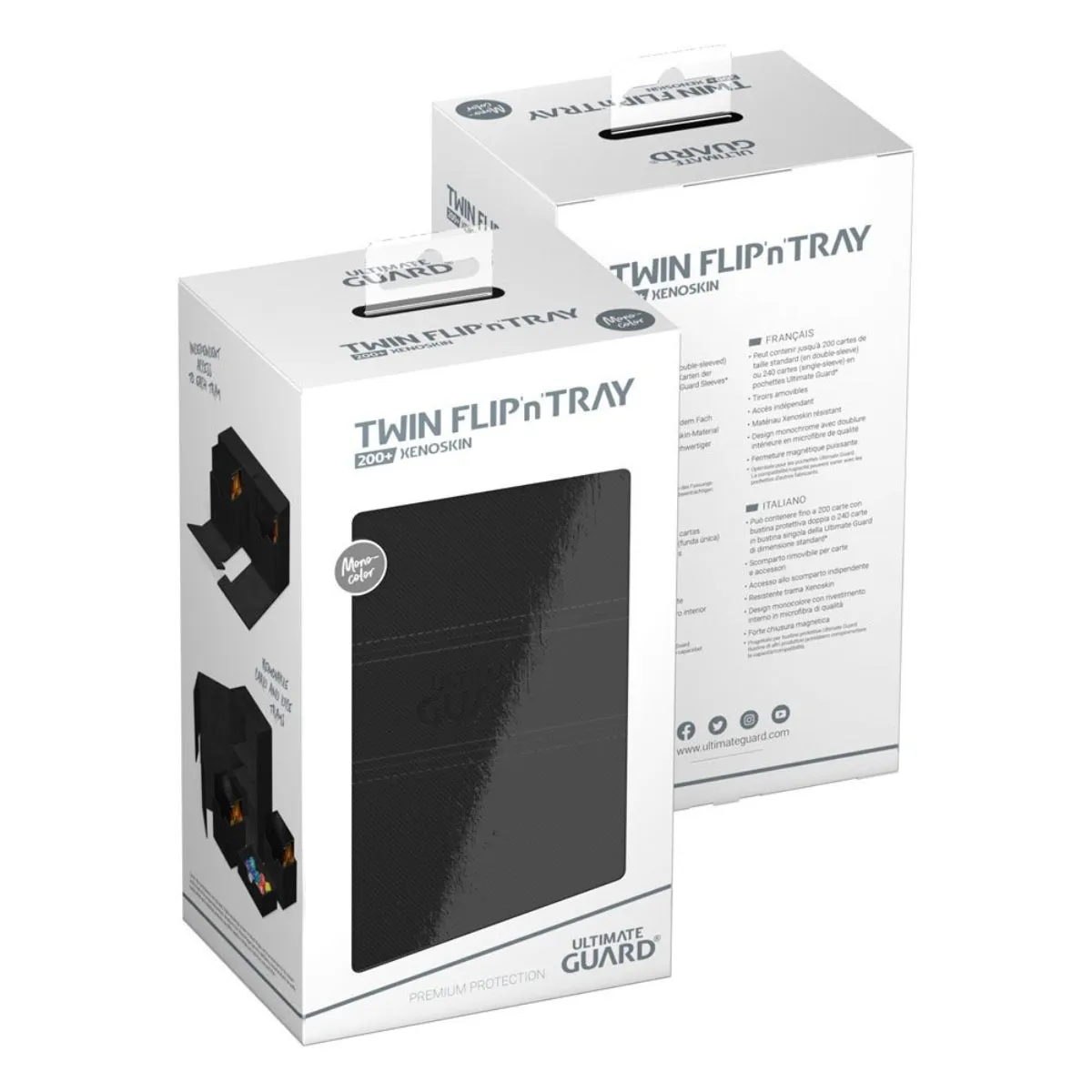 Ultimate Guard Twin Flip n Tray 200  XenoSkin Monocolor Black Deck Box