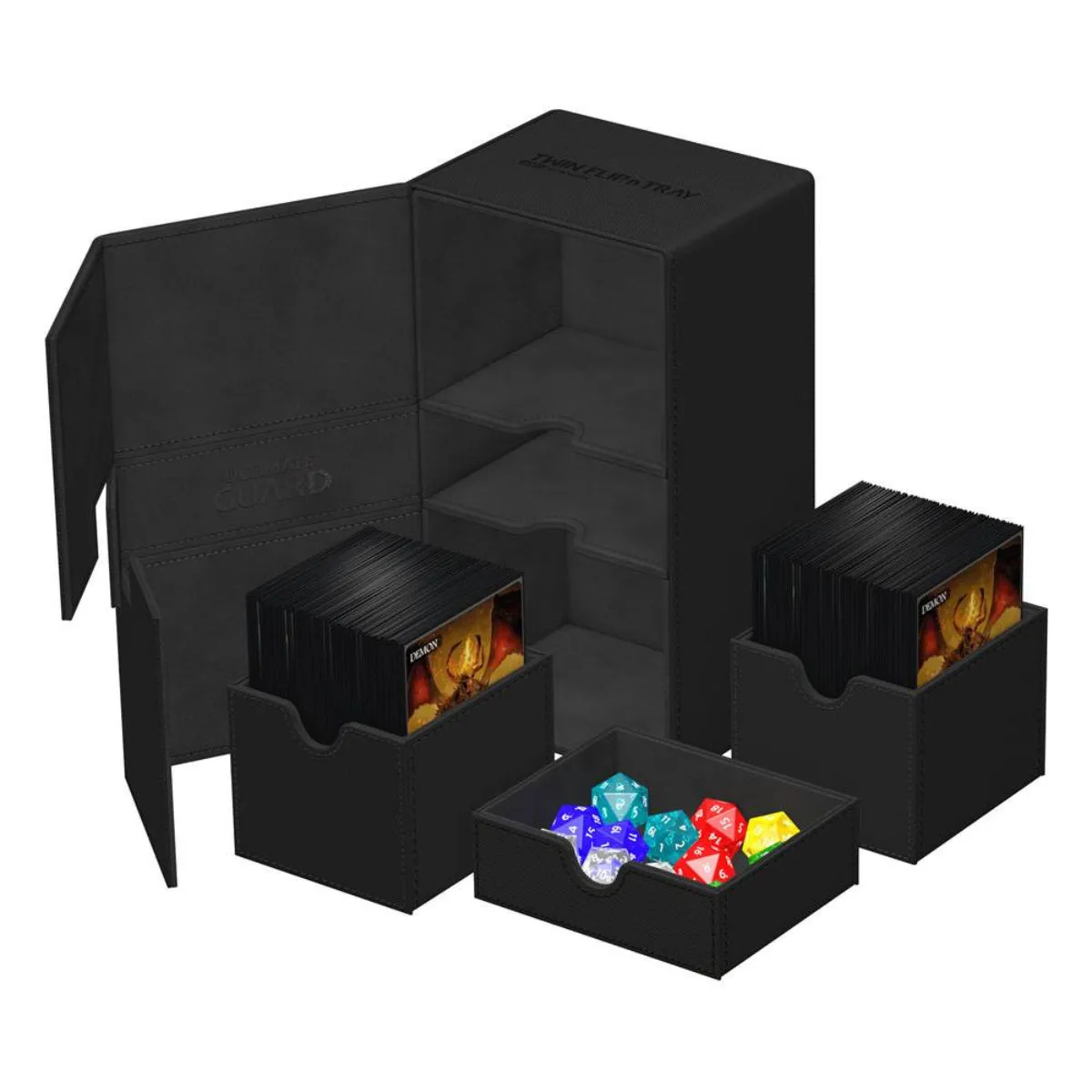 Ultimate Guard Twin Flip n Tray 200  XenoSkin Monocolor Black Deck Box