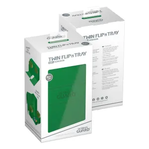Ultimate Guard Twin Flip n Tray 200  XenoSkin Monocolor Green Deck Box