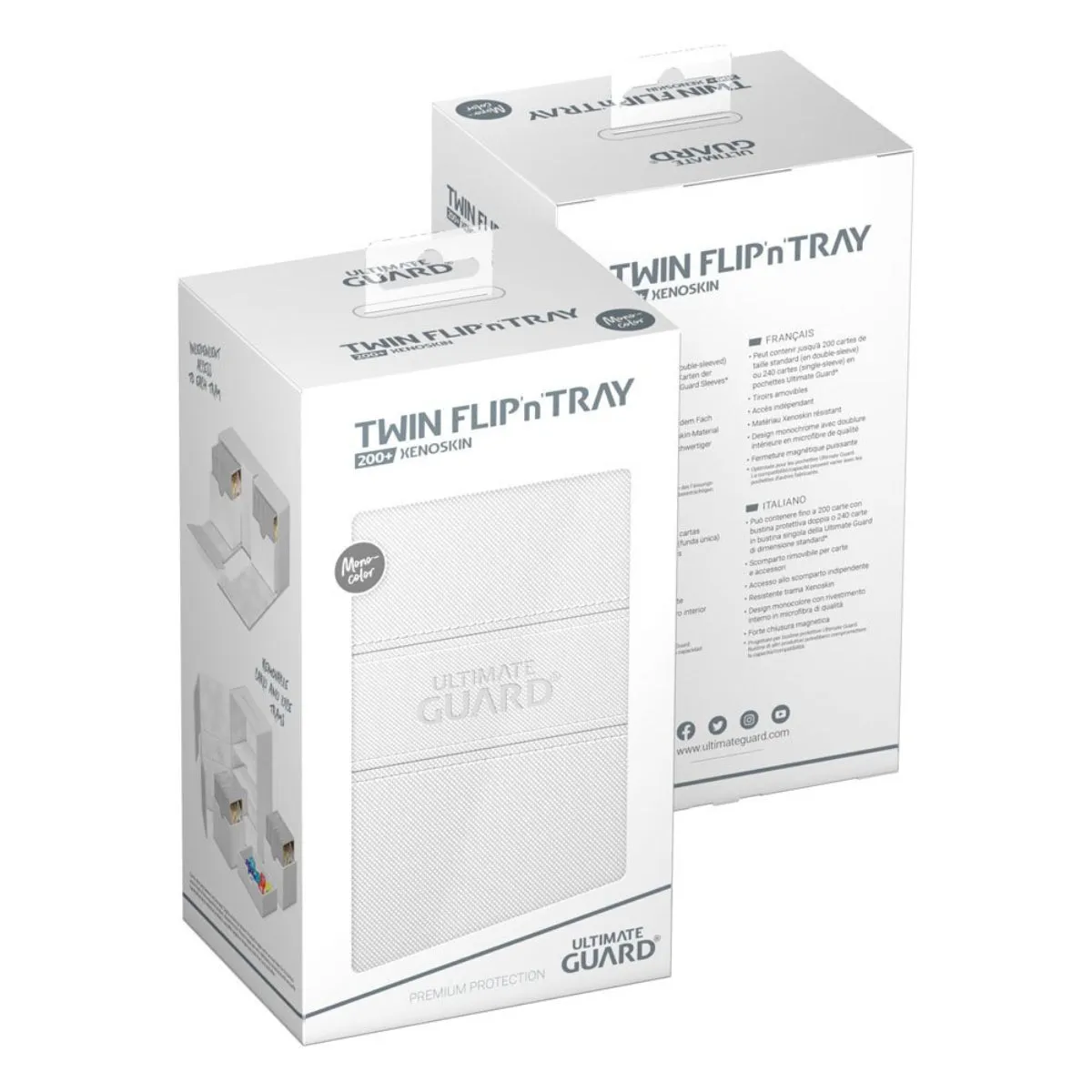 Ultimate Guard Twin Flip n Tray 200  XenoSkin Monocolor White Deck Box