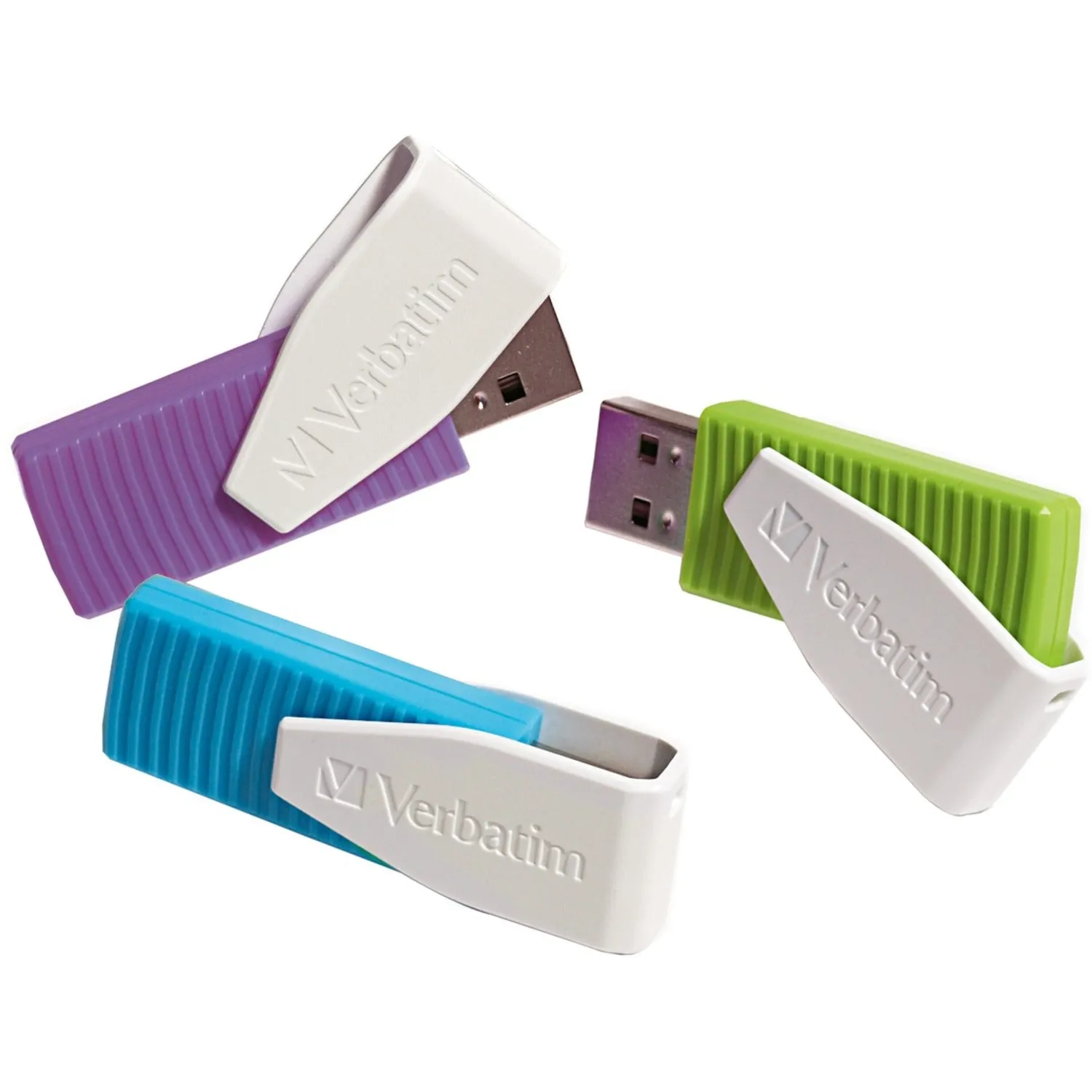 Verbatim 8GB Swivel USB Flash Drive - 3pk - Blue, Green, Violet