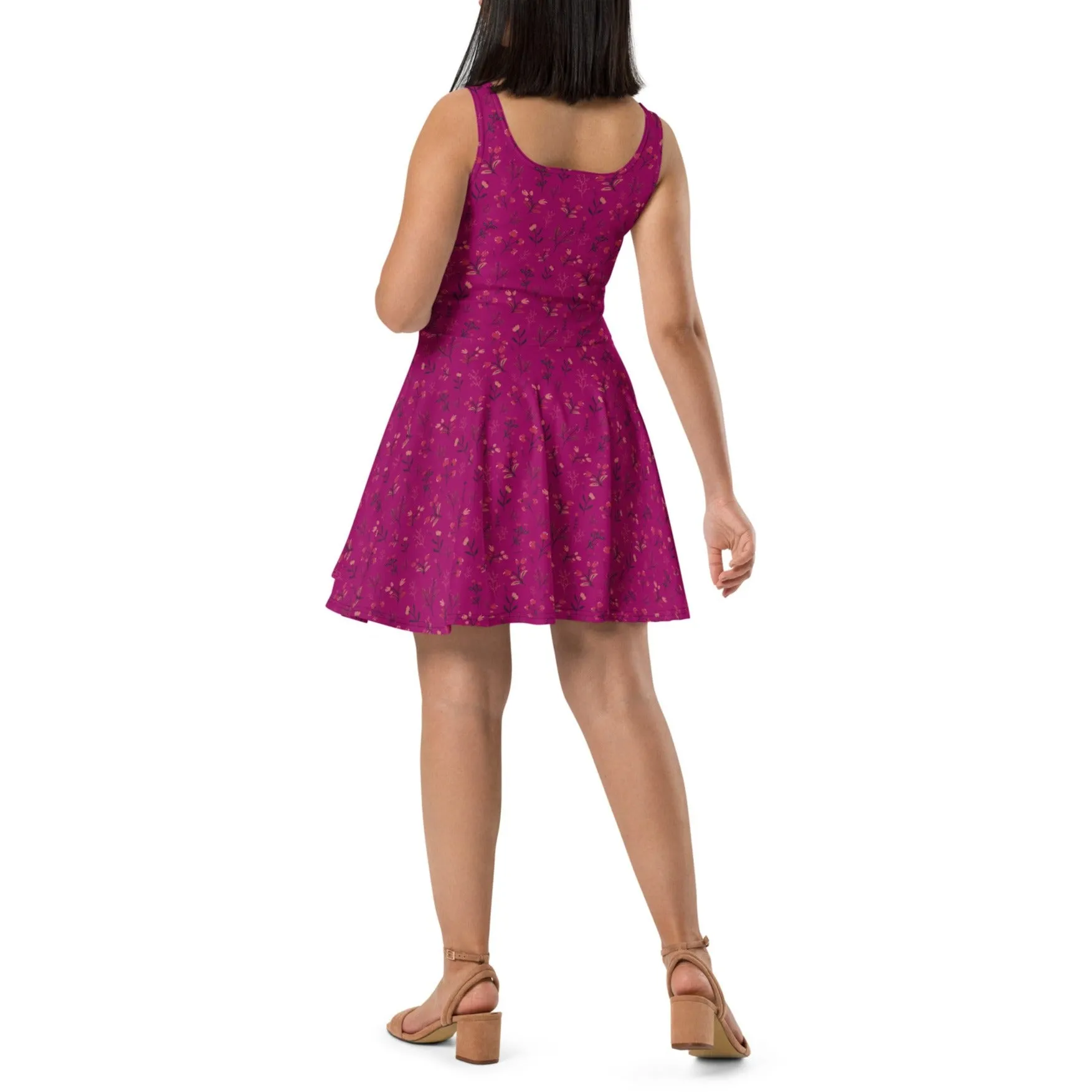 Viva Magenta Floral Skater Dress (XS-3XL)