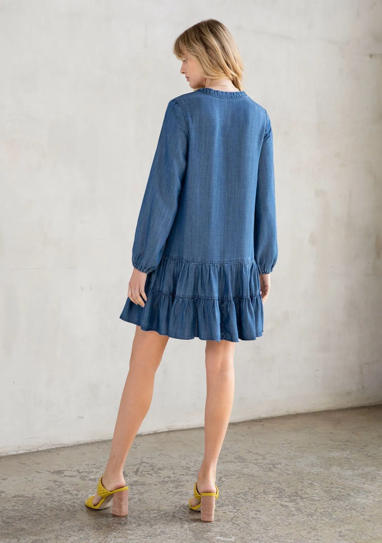 Washed Away Button Front Mini Dress