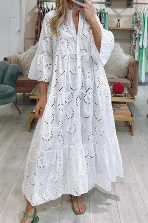 White Lace Maxi Dress | Boho Chic | Elegant & Flowy