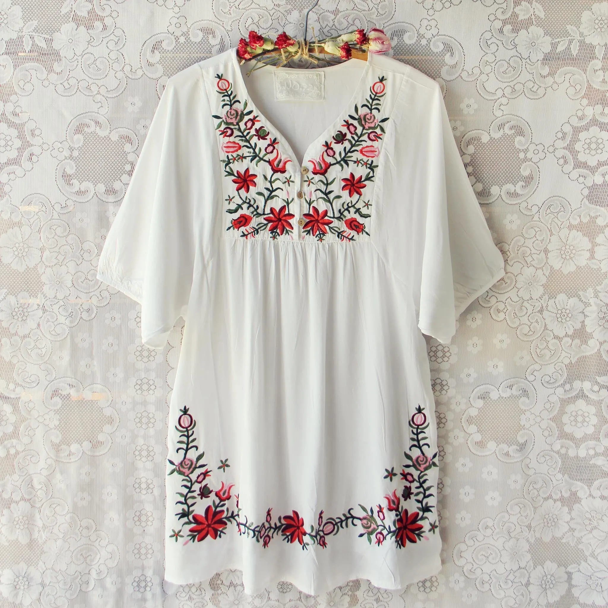 Wild Roses Dress in White (wholesale)
