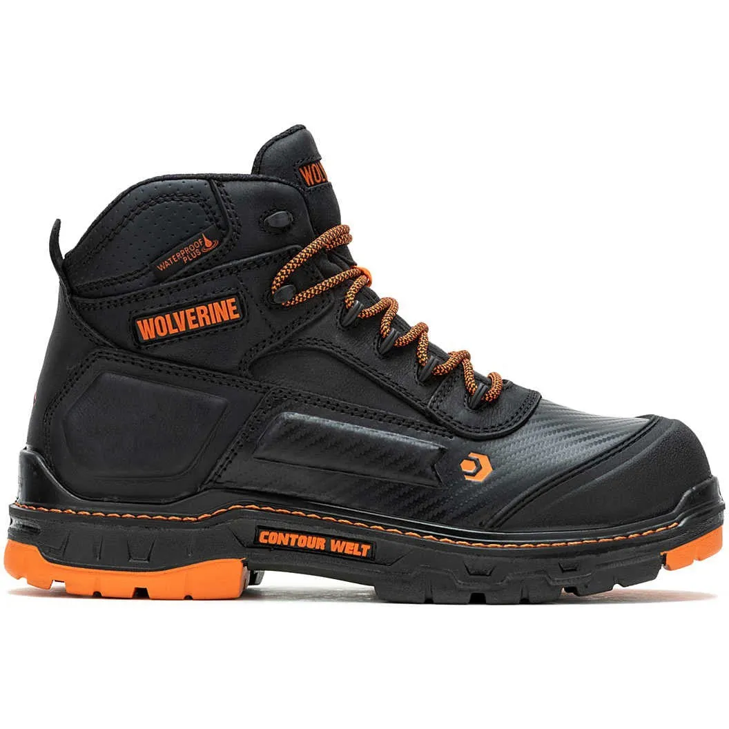 Wolverine Men's Overpass 6" Safety Toe WP Composite Toe Work Boot -Black- W241180