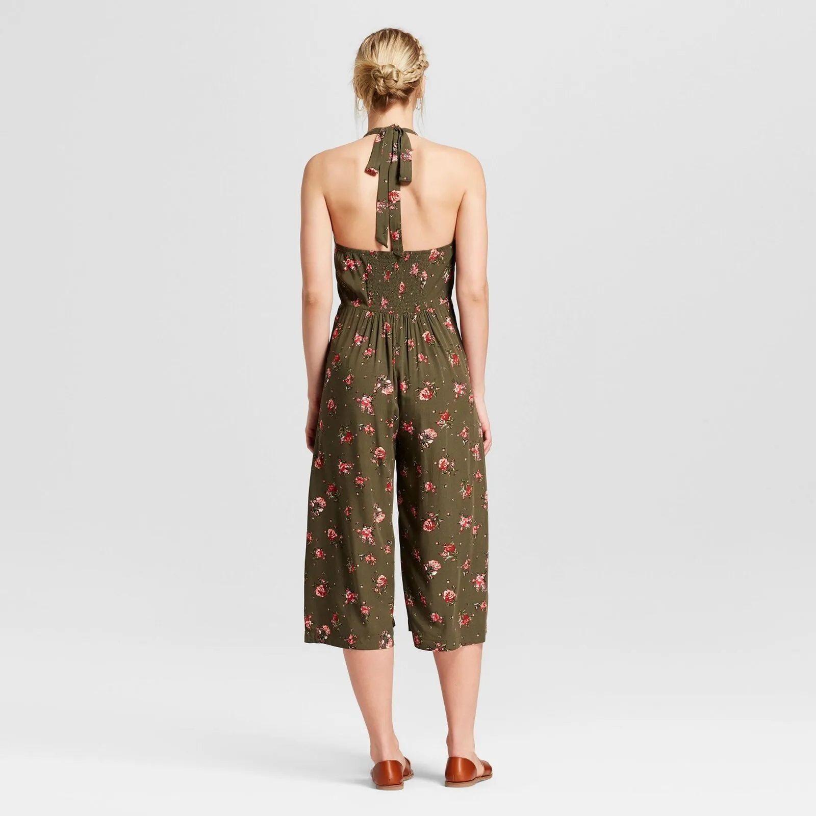 Xhilaration Women's Floral Print Halter Top Overall Jumpsuit
