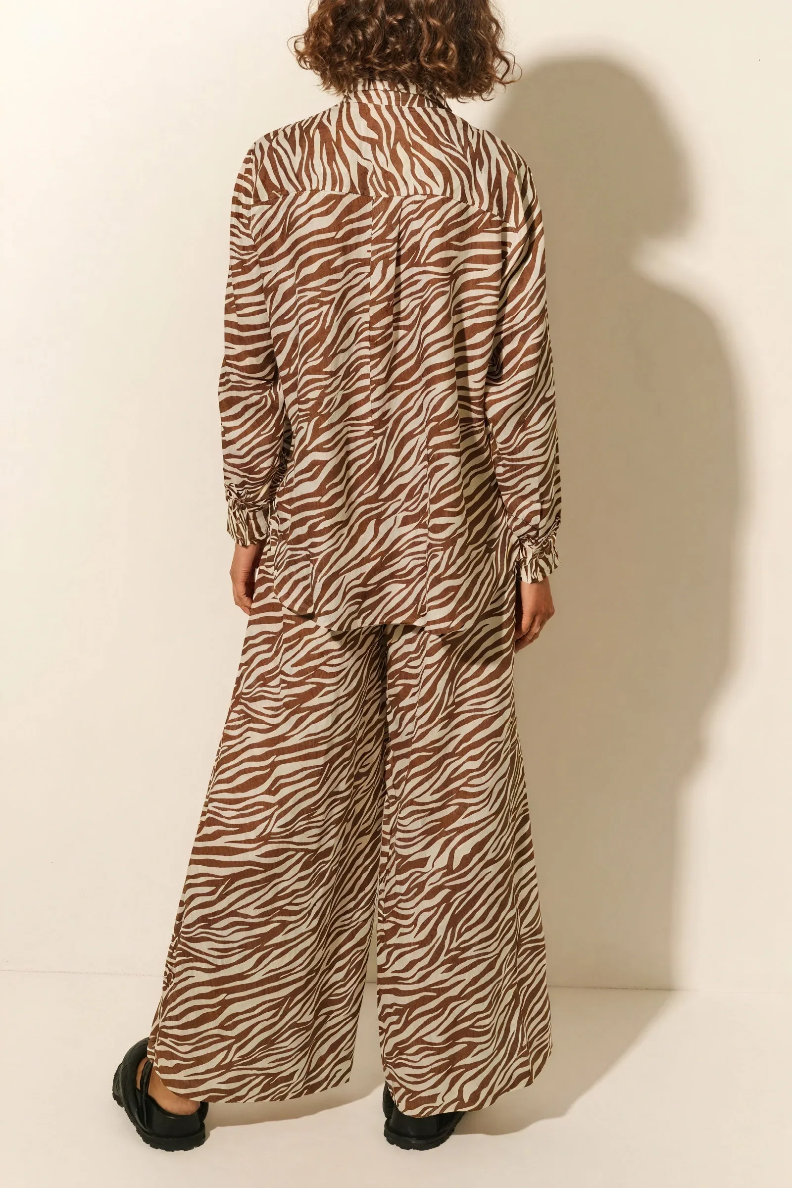 Zebra Print Button-Down & Wide-Leg Set