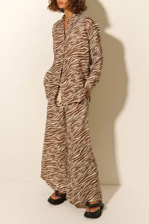 Zebra Print Button-Down & Wide-Leg Set